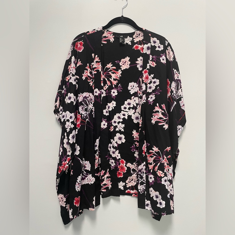 H&M Floral Black Kimono Cardigan - S